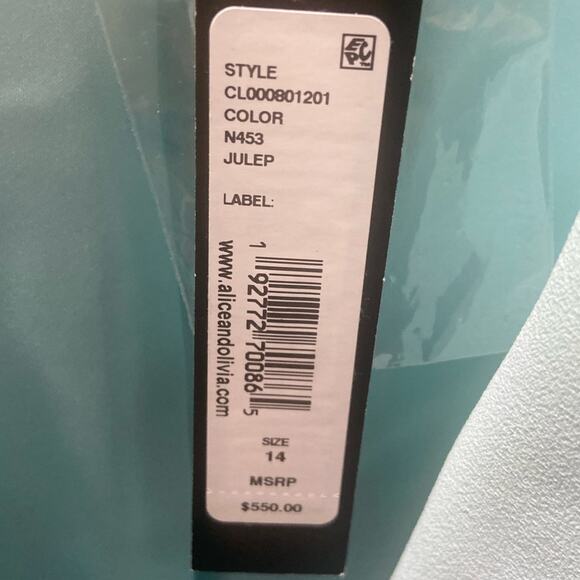 ALICE + OLIVIA Justine Roll Cuff Blazer Julep Blue Light Academia NWT 14 $550 - Picture 6 of 6